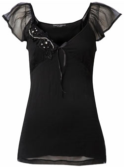 Dorothy Perkins Black chiffon corsage top