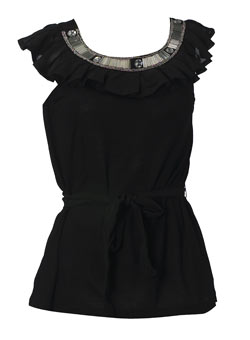 Dorothy Perkins Black chiffon frill neck top