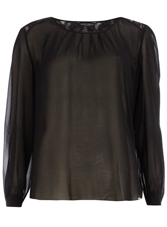 Dorothy Perkins Black chiffon pleat back blouse DP05338401