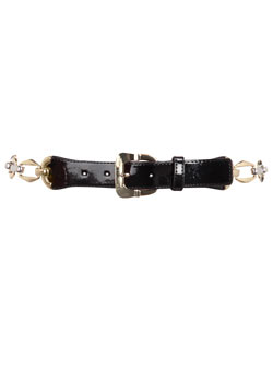 Black chunky chain patent belt