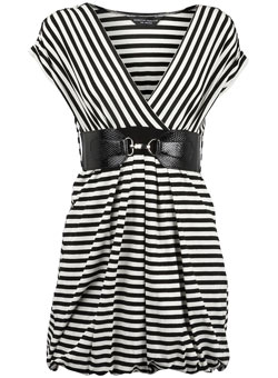 Dorothy Perkins Black/cream belted tunic