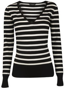 Dorothy Perkins Black/cream viscose v-neck