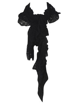 Black crochet ruched scarf