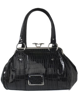 Dorothy Perkins Black crocodile frame bag
