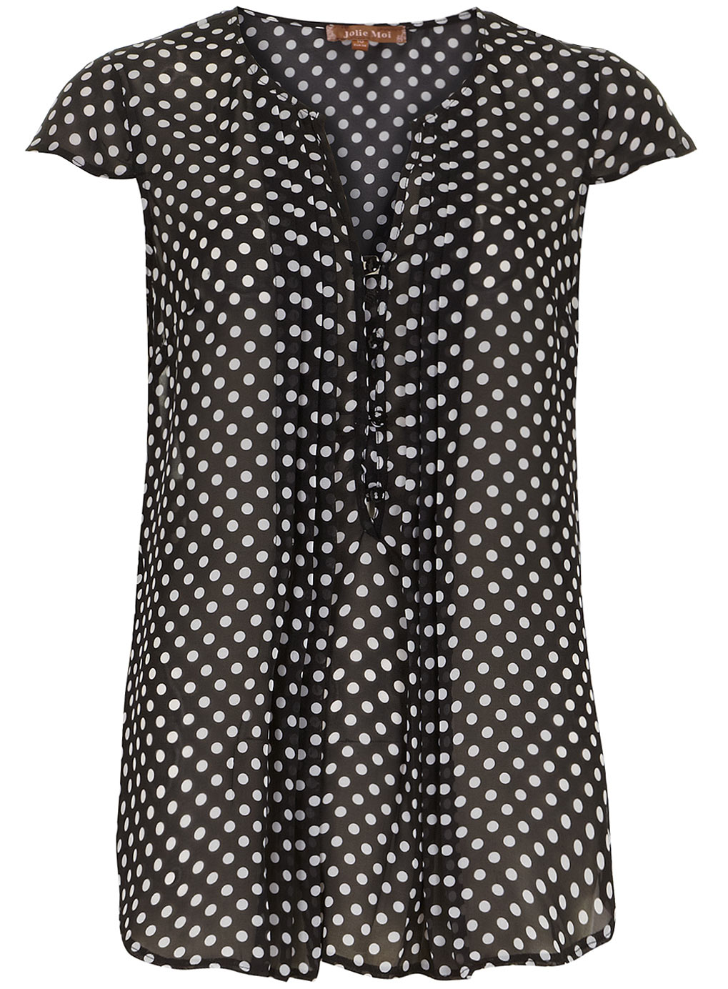 Black dot button front blouse 61410150