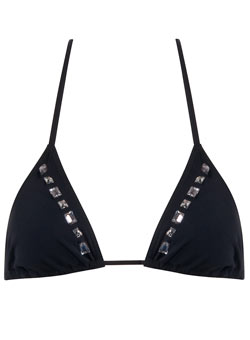 Black embellished bikini top
