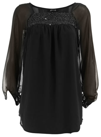 Black embellished yoke blouse DP89000037