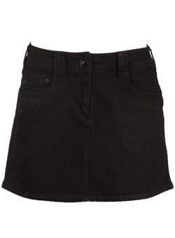 Black embroidered mini skirt