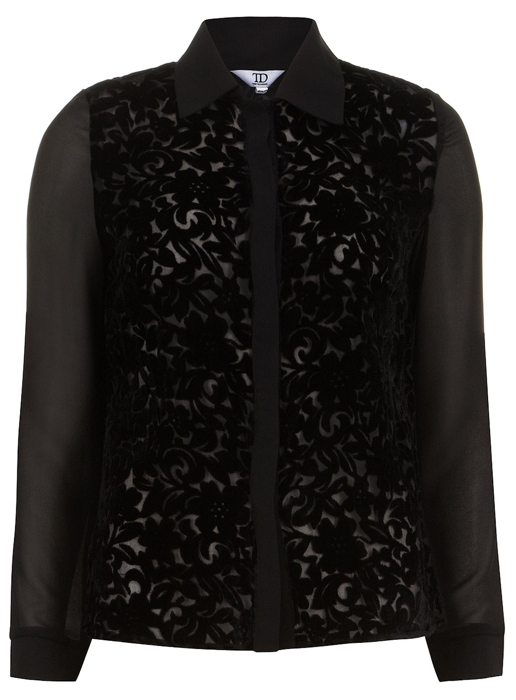 Dorothy Perkins Black floral flocked blouse 75200075
