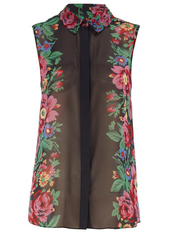 Black floral print blouse DP05285101