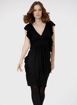 Dorothy Perkins Black flutter sleeve dress