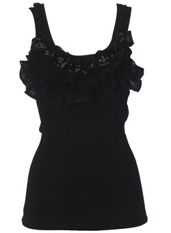 Dorothy Perkins Black frill sequin vest