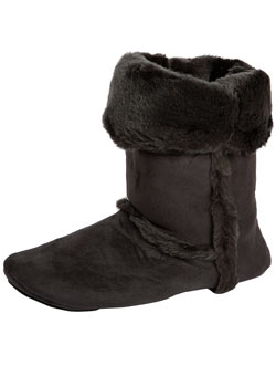 Black fur trim ankle boot