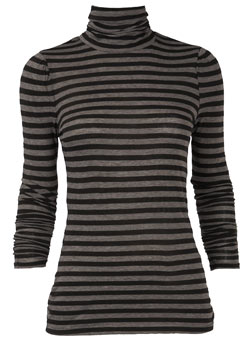 Dorothy Perkins Black/grey stripe polo neck top