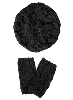 Black hat and handwarmer set