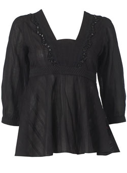 Dorothy Perkins Black jewel tie waist top