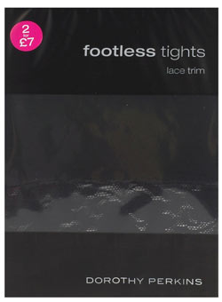 Black lace footless tights