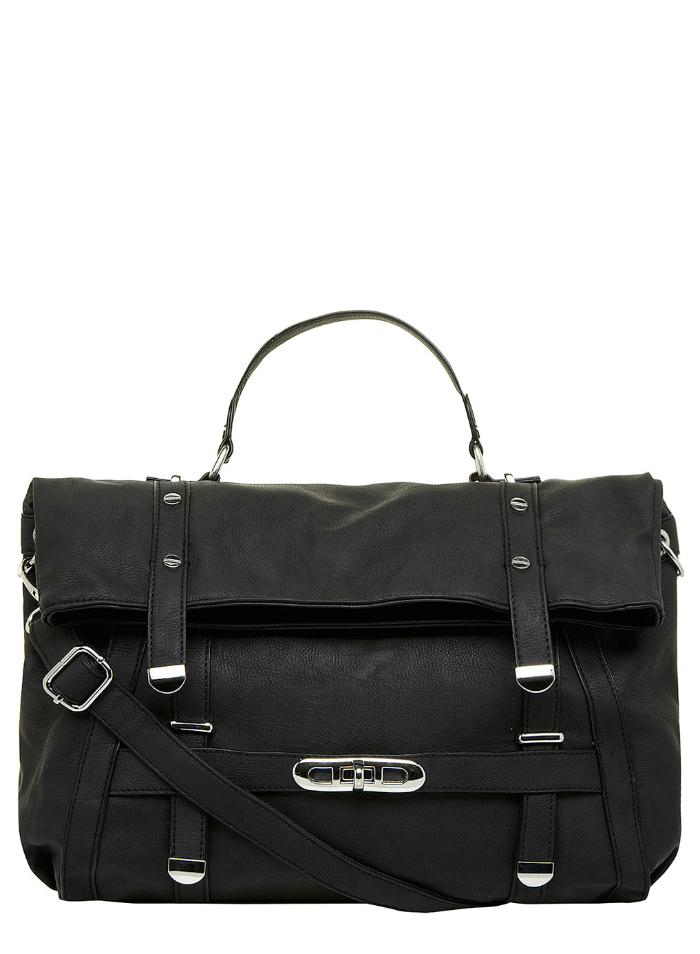 Dorothy Perkins Black large foldover satchel 18340410