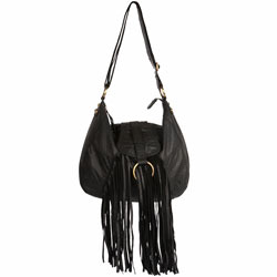 Dorothy Perkins Black large leather fringe bag
