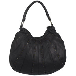 Dorothy Perkins Black leather pleat stud bag