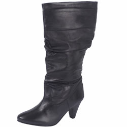 Dorothy Perkins Black leather slouch boots.