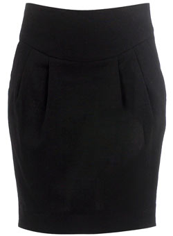 Black linen tulip skirt