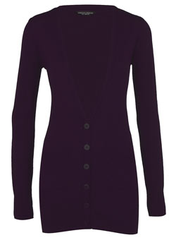 Black long-line cardigan.