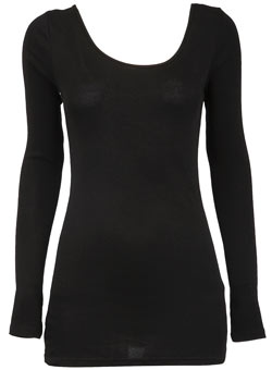 Dorothy Perkins Black long sleeve scoop back top