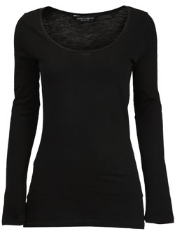 Dorothy Perkins Black long sleeve scoop neck top