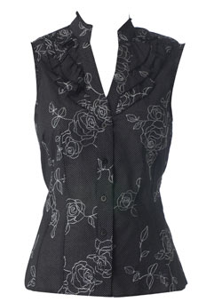 Dorothy Perkins Black neru frill blouse