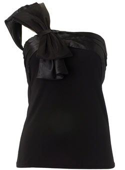Black organza one shoulder top