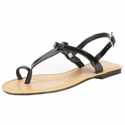 Dorothy Perkins Black patent toe-loop sandals