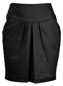 Black piped tulip skirt