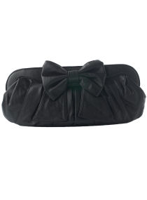 Dorothy Perkins Black pleat bow clutch bag