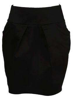 Black pleat detail tulip skirt