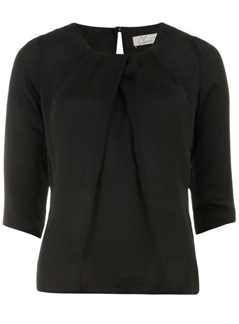 Black pleat neck blouse DP60100329