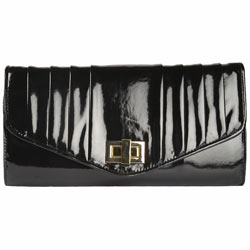 Dorothy Perkins Black pleated clasp clutch