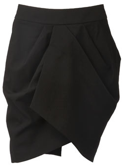 Black pleated tulip skirt