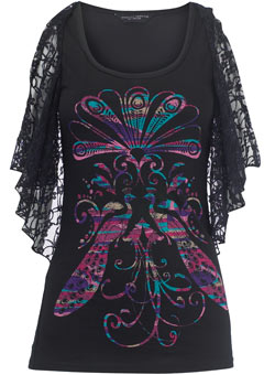 Dorothy Perkins Black print lace top