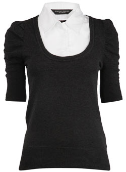 Dorothy Perkins Black ruched sleeve 2in1 jumper