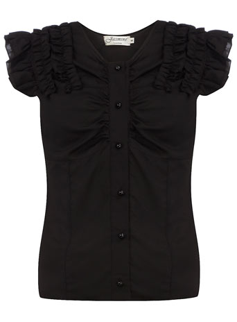 Black ruffle blouse DP80000517
