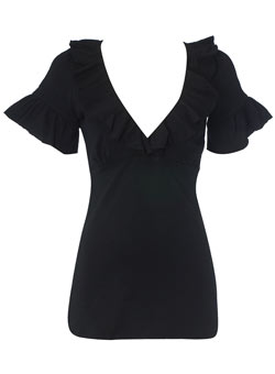 Dorothy Perkins Black ruffle empire wrap top