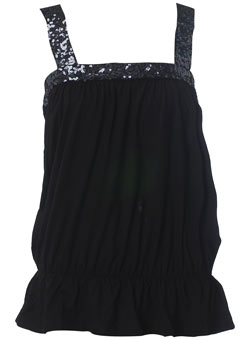 Black sequin bow back top