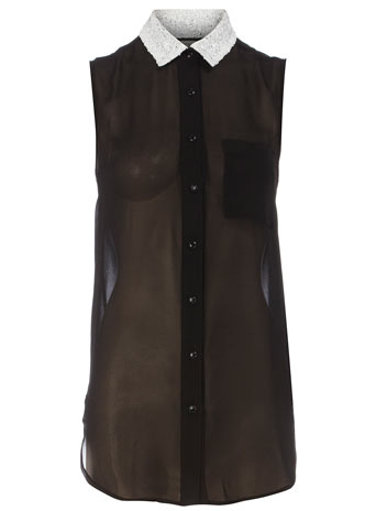 Dorothy Perkins Black sequin contrast blouse DP75100122