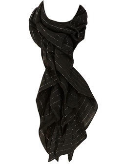 Black skinny ruched scarf