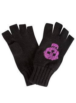 Black skull fingerless gloves