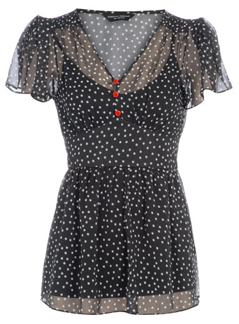 Dorothy Perkins Black spot tea blouse