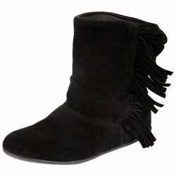 Black suede fringe boots