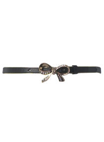 Dorothy Perkins Black thin belt with gold bow