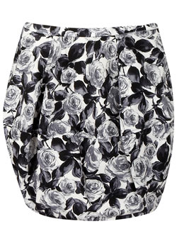 Dorothy Perkins Black/white rose barrel skirt